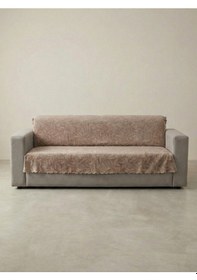 Resim Sofline Kaymaz Tabanlı Tay Tüyü Çekyat, Koltuk, Kanepe Örtüsü Bej Renk 175x210cm Bej 