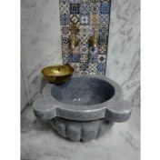 Resim Dekorizen Gri Kavun Dilimli Mermer Kurna 