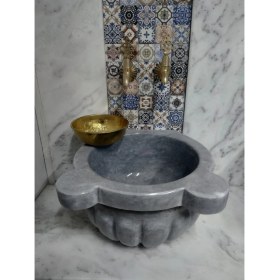 Resim Dekorizen Gri Kavun Dilimli Mermer Kurna 