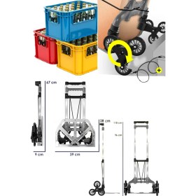 Resim Staxx Power Merdiven Çıkabilen 80KG Kapasiteli Koli Yük Paket Taşıma Arabası El Arabası Uzayan Teleskopik Sap 