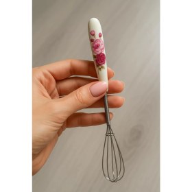 Resim Porselen Saplı Mini Çırpıcı Paslanmaz Çelik Tel Çırpma Aleti 