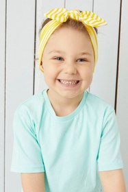 Resim Babygiz Kız Bebek Sarı Beyaz Çizgili Bandana 
