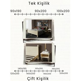 Resim Renazzo Mobilya Melodi Çift Başlıklı Masif Çam Karyola ve Iki Adet Komodin Seti - Birinci Sınıf Ahşap Masif Karyola 