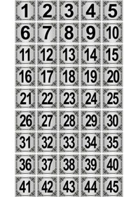 Resim Metal Kapı,Masa,Dolap Numarası 10x10cm 45 adet (1..45) Gümüş Renk Metal 