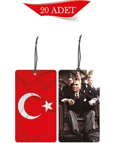Resim 1001MODEL Türk Bayrağı ve Atatürk Tasarımlı 20'li Oto Kokusu ve Oto Aksesuarı 