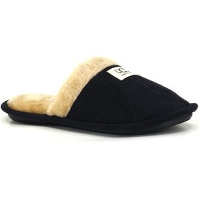 Resim Kadın-ünüseks Terlik Siyah Kenarı Tüylü Havlu Gezer 4 Siyah 