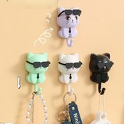 Resim Swivel Gözlük Kedi Duvar Askısı - Şirin siyah kedi yapışkan askı, anahtarlar, ceketler ve gözlükler için uygun, delme gerektirmeyen modaya uygun dekoratif askı, 5kg'a kadar taşıma kapasitesi 
