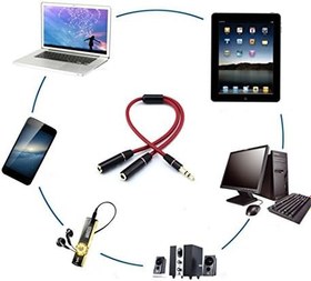 Resim Kulaklık Ses Splitter 3.5mm Erkek Çift 3.5mm Kadın Ses Mikrofon Splitter Müzik Dinlemek için 