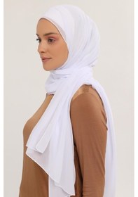 Resim Altobeh Hazır Lüks Pratik Hijablı Şifon Şal Beyaz 