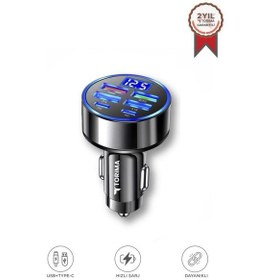 Resim Süper Hızlı 66w 6 Girişli 2 Type-c + 4 Usb Girişli Araç Şarj Başliği 