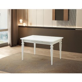 Resim Yandan Açılır Büyüyen Yemek Masası 80x120 CM Beyaz Ayaklı 
