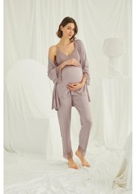 Resim Monamise 18431 Vizon Hamile Lohusa 3 Lü Pijama Sabahlık Tk 001 