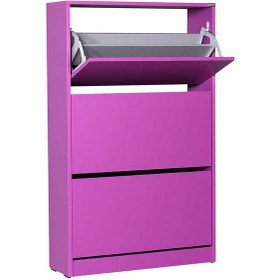 Resim Flat Duo 3 Katlı Geniş Ayakkabılık-Mor 73x119x26 cm (GxYxD) Mor 