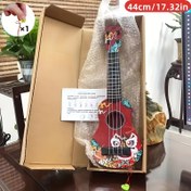 Resim 44.45 cm Mini Ukulele - Çin Ejderha Graffiti Tasarımı ABS Reçine Dört Telli Gitar, Kırmızı/Mavi Çalınabilir Enstrüman, Başlangıç Seviyesi için Eğitimli Müzik Hediye Seti, Dersler ve Penalar Dahil, Kültürsel Füzyon Tasarım, Kompakt Yapı 