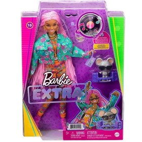 Resim Barbie Extra Pembe Örgü Saçlı Bebek MTL-GXF09 