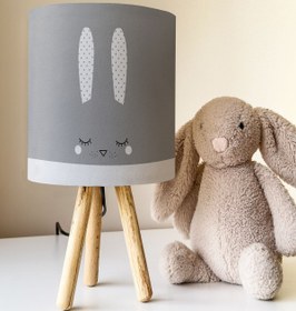 Resim Talia Home Gri Tavşan DesenliÇocuk Odası Abajur Masa Lambası TLAB-288 