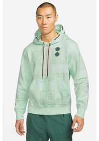 Resim Nike Jordan X-clot Mens Fleece Grafik Baskılı Kapüşonlu Erkek Sweatshirt Yeşil 