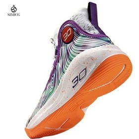 Resim Erkek Yüksek Bilekli Mücadele Basketbol Ayakkabıları Spor Basketbol Ayakkabıları Mor 