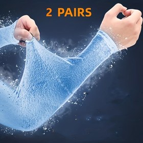 Resim 2 Adet Soğutma Kol Koruyucu, Üniseks Polyester Örgü Kumaş, UV Koruma, Güneş Koruması, El Yıkamalı, Çekme Tasarımı, Spor, Koşu, Olta, Bisiklet, Kayak için 