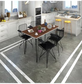 Resim Knsz masa sandalye takımı hem75mazlum cvzsyh 130*070 klç 4 sandalye syhsyh kolçaklı 