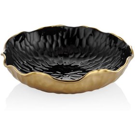 Resim Lamedore 1BXS-B122LBG Lotus Siyah Gold Büyük Kase 32x31x9cm 
