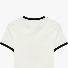 Resim Koton Pamuklu Kısa Kollu Bisiklet Yaka Baskılı Forma Tişört Ekru 6sal10090ık Ekru 