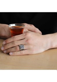 Resim Gümüş Türk Bayrağı Ay Yıldız Erkek Yüzük Gümüş 