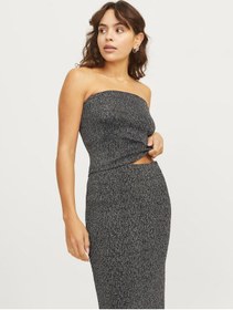 Resim Jack & Jones Kadın Straplez Simli Kumaş Crop - Sigga Silver 