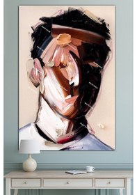 Resim Yüzler Fırça Darbeli Görünümlü Soyut Modern Sanat Kanvas Tablo 90 x 60 