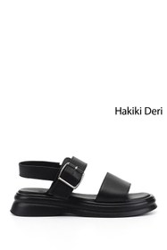 Resim Gönderi(r) Kadın Siyah Tokalı Bantlı Hakiki Deri Sandalet 