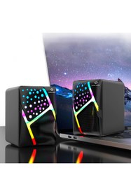 Resim Leaven Dark Alien S-511 Led Işıklı RGB 1+1 Hoparlör Laptop- PC Uyumlu 6 Watt Çıkış 