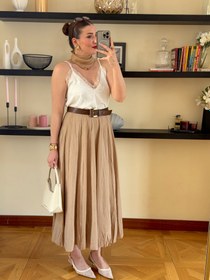 Resim Uzun etek Parçalı Bej - M 