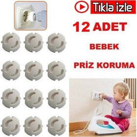 Resim 12 Adet Priz Kapağı Bebek Güvenlik Ürünü Priz Kapatıcı Kilit Çok Renkli 