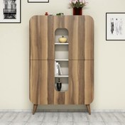 Resim MİNE ÇOK AMAÇLI DOLAP - KİTAPLIK - CEVİZ \u002F KREM 
