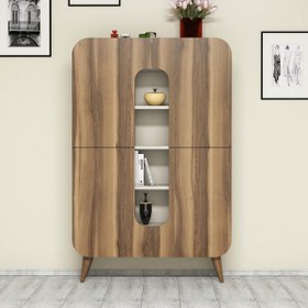 Resim MİNE ÇOK AMAÇLI DOLAP - KİTAPLIK - CEVİZ \u002F KREM 