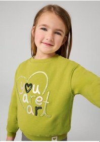 Resim Mayoral Kız Çocuk Yeşil İşlemeli Sweatshirt 04479 Yeşil 
