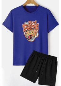 Resim Girlgang Şort T-shirt Eşofman Takımı Mavi 