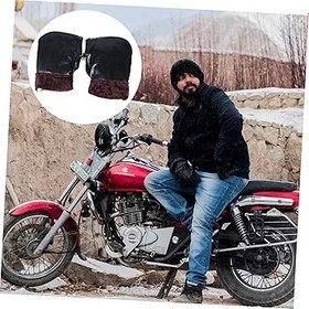 Resim BUGUUYO 1 Çift Kalınlaştırmak Sıcak Eldiven Kavramak Yalıtılmış Eldivenler Motosiklet Gidon Eldiveni Motosiklet Için Gidon Eldiveni Bisiklet Rüzgar Geçirmez Eldiven Peluş Siyah 
