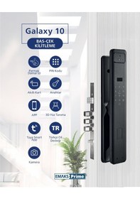 Resim Emaks Prime Akıllı Kilit GALAXY10 Ultra, Yüz tanıma, Parmak İzi, Şifre, Kart, Uygulama, İç Ekran - 