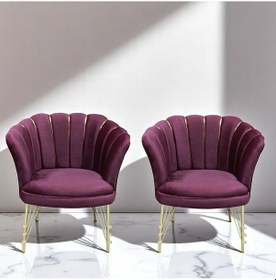 Resim 2 Tekli Bordo Kumaş Gümüş Metal Ayak - Balkon Ofis Bekleme Çay Seti Koltuk Takımı Bordo 