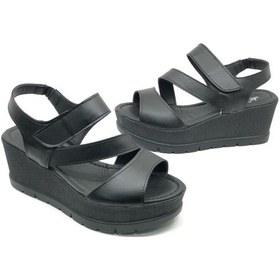 Resim Ayakdaş 1019 Kadın Dolgu Taban Sandalet Siyah 