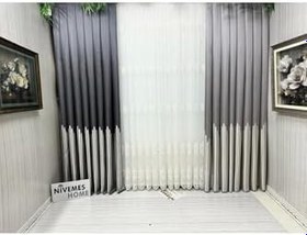 Resim Nivemeshome Roya Altın Işlemeli 5167 1/3 Sık Pileli Tül Perde Apm,Beyaz 100 X 260 