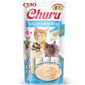 Resim Inaba Ciao Churu Cream Ton Balıklı ve Deniz Taraklı Kedi Ödül Kreması 4 x 14 Gr 