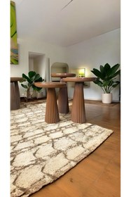 Resim Simillo Home&Living Wood Wooden Ahşap Kahverengi Renk 3 lü Set Mantar Yan Sehpa Fiskos Çiçeklik Decorative 