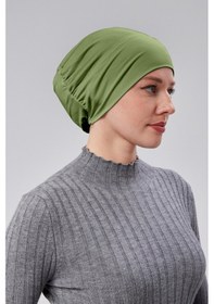 Resim Sonbaharmoda Kadın Tesettür Hazır Pratik Geçmeli Bone Lastikli Kaymaz Fıstık Yeşili Mint Yeşili 