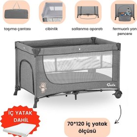 Resim Gulz Lindo Oyun Parkı Bebek Beşik 70x120 Cm + YAYATKLI Gray 