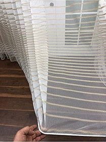 Resim Enine Çizgili Bantlı Spor Tül Perde, 250x260, Sık Pile, 1/3 