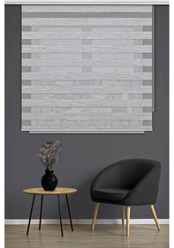 Resim Bambu Zebra Stor Perde 1007 Gri Ofis Mutfak Çocuk Odası Yatak Odası Salon Perdesi Lüx Gri 