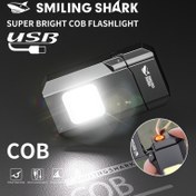Resim 1 Adet Gülümseyen Köpekbalığı Mini COB Fener, USB Şarjlı Süper Parlak LED Cep Feneri, Kamp, Ev, Barbekü, Cadılar Bayramı ve Noel İçin Mükemmel Hediye 