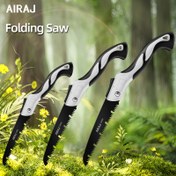 Resim AIRAJ Ağır Hizmet Tipi Katlanır El Testeresi, Ahşap Kesme, Kamp ve Ağaç Budama için Ekstra Uzun 25.4cm/27.94cm/30.48cm SK-5 Çelik Bıçak - Dayanıklı, Taşınabilir Güvenlik Kilidi ve Sert Tırtılara Sahip Etkili Kuru Ahşap Kesim için, Ahşap Kesme Aracı | Dişli Bıçaklı Testere | Keskin Kesim Aleti, Ahşap Dilimleri 